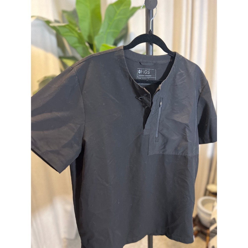 FIGS Technical Collection Mens Black Scrub Top Short Sleeve Size Large - Picture 4 of 6